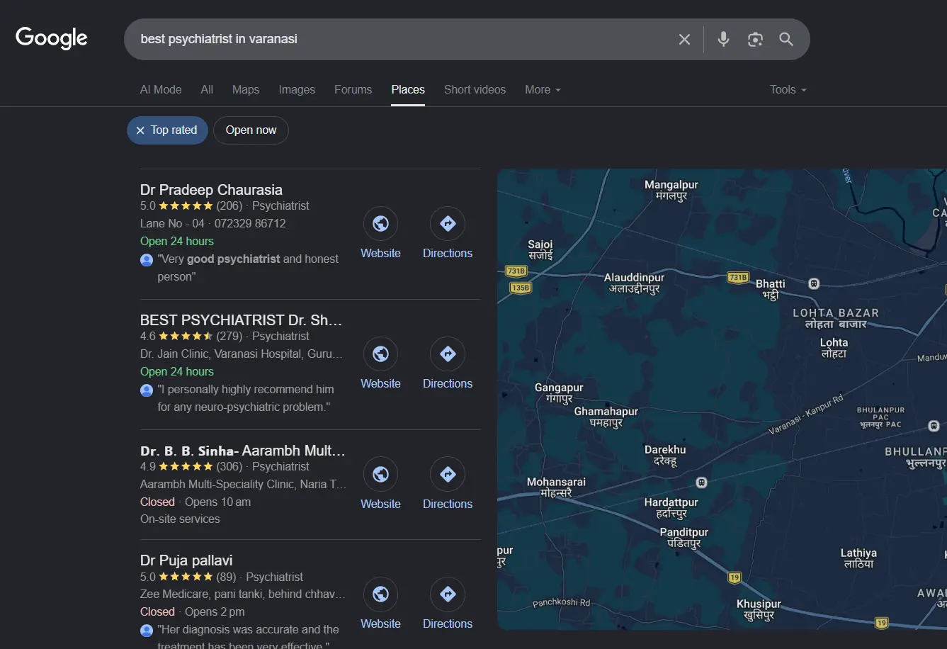Google My Business Ranking Result Grid 2